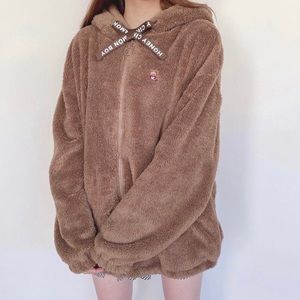 Honey Cinnamon teddy bear zip parka